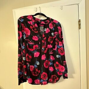 Long sleeve Harper style blouse from Torrid in black floral